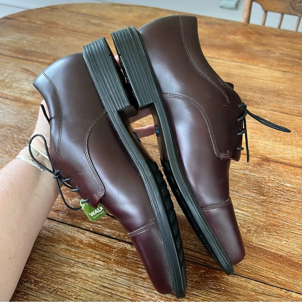NEW Rockport Leather Ellingwood Oxford Waterproof Burgundy Men’s Sz 8.5M